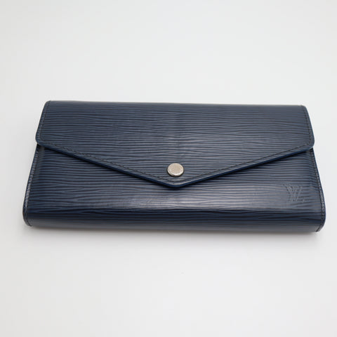 Pre-Owned #71097 Louis Vuitton Epi Portefeuille Sarah Indigo Blue Long Wallet Blue M60585