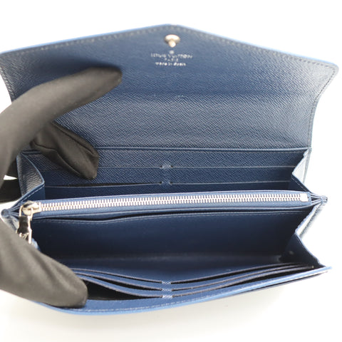 Pre-Owned #71097 Louis Vuitton Epi Portefeuille Sarah Indigo Blue Long Wallet Blue M60585