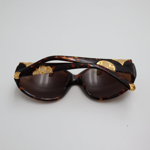 Pre-Owned #1698 Louis Vuitton Sunglasses Iris Brown Smoke Rhinestone Marble Brown Gold Z0266E