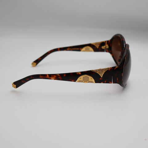 Pre-Owned #1698 Louis Vuitton Sunglasses Iris Brown Smoke Rhinestone Marble Brown Gold Z0266E