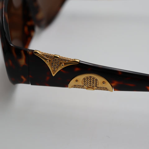 Pre-Owned #1698 Louis Vuitton Sunglasses Iris Brown Smoke Rhinestone Marble Brown Gold Z0266E