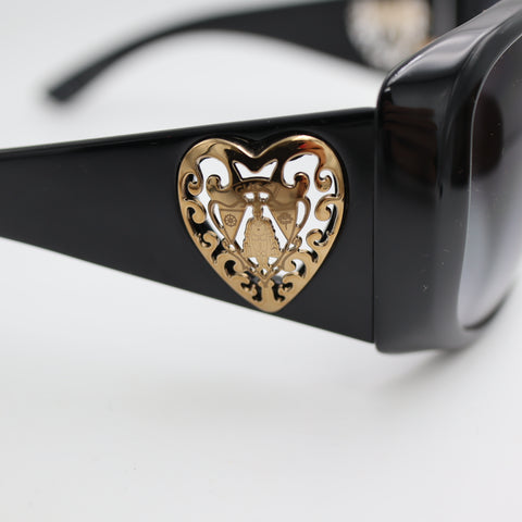 Pre-Owned #1644 Gucci Sunglasses Crest Heart Dark Gray Black Gold GG3067