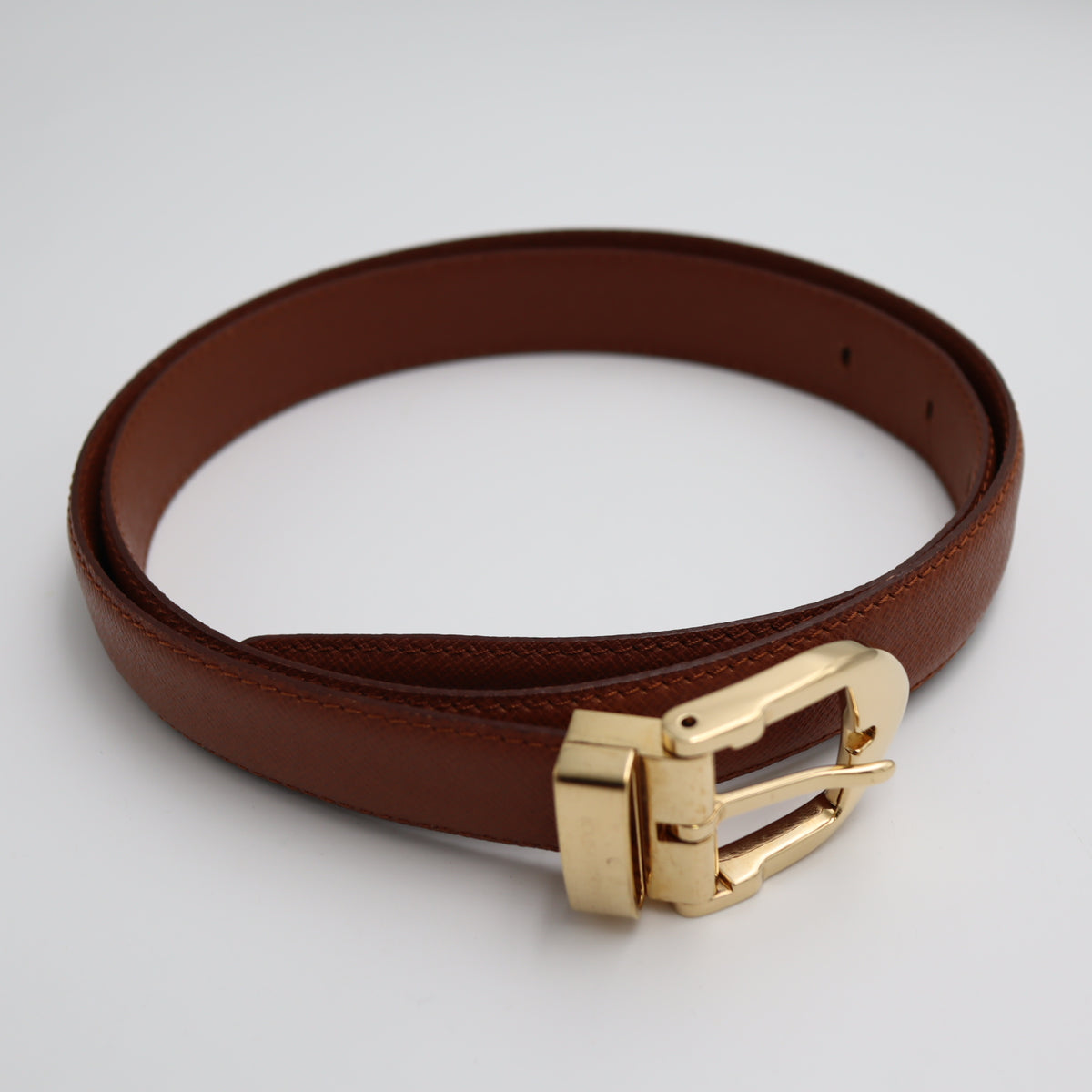 Pre-Owned #1894 Louis Vuitton Santur Classic Belt Leather Brown Gold M6840