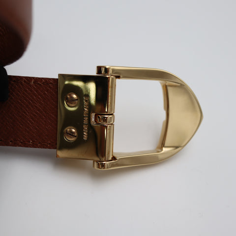 Pre-Owned #1894 Louis Vuitton Santur Classic Belt Leather Brown Gold M6840