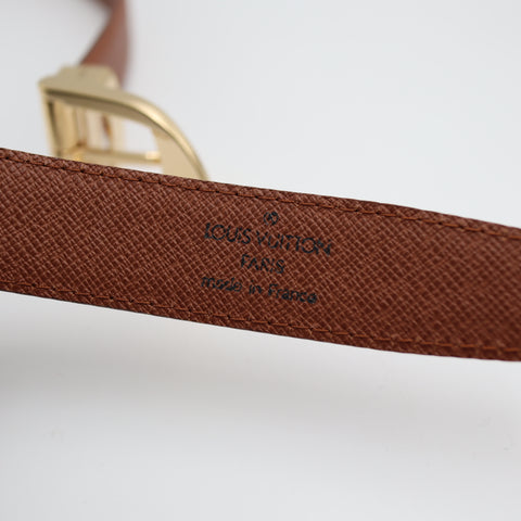 Pre-Owned #1894 Louis Vuitton Santur Classic Belt Leather Brown Gold M6840