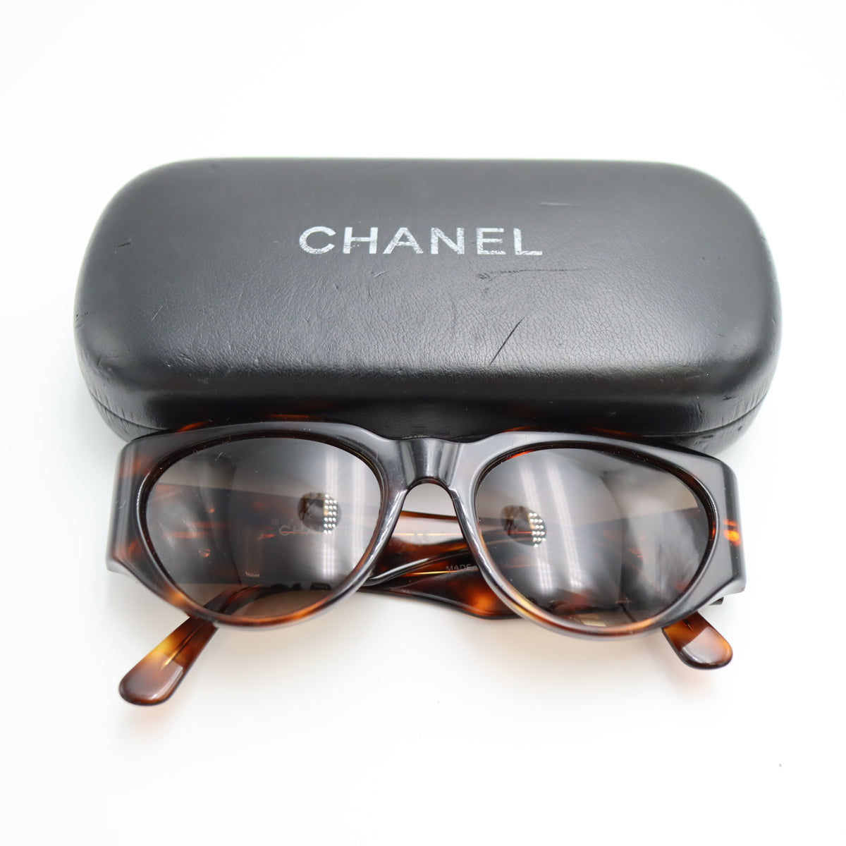 Pre-Owned #21909 CHANEL Sunglasses Coco Mark Brown Smoke Tortoise Shell Pattern Brown 04152 91235