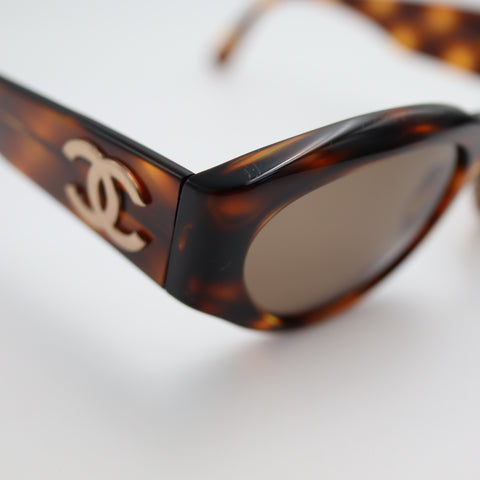 Pre-Owned #21909 CHANEL Sunglasses Coco Mark Brown Smoke Tortoise Shell Pattern Brown 04152 91235