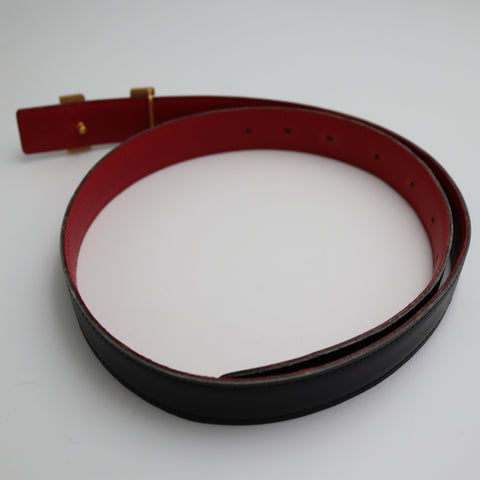 Pre-Owned #1934 Hermès Constance Mini Reversible H Belt A Black x Red