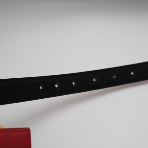 Pre-Owned #1934 Hermès Constance Mini Reversible H Belt A Black x Red