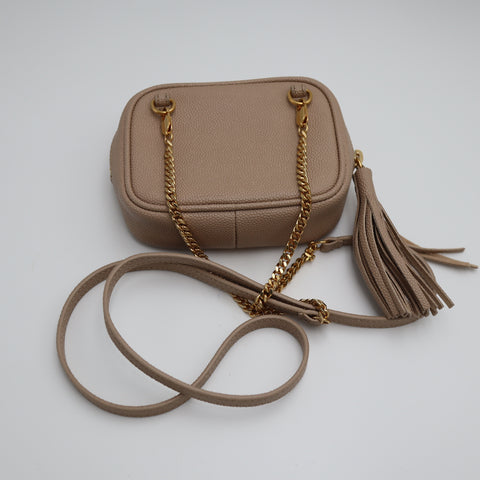 Pre-Owned #71125 Saint Laurent Cassandra Baby Mini Chain Leather Shoulder Bag Beige 635088