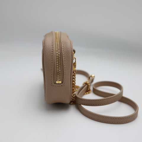 Pre-Owned #71125 Saint Laurent Cassandra Baby Mini Chain Leather Shoulder Bag Beige 635088