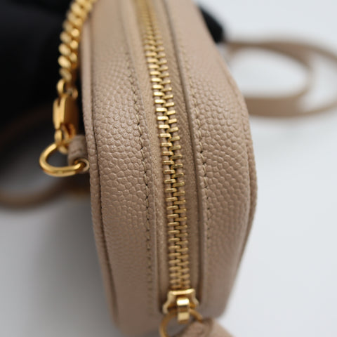 Pre-Owned #71125 Saint Laurent Cassandra Baby Mini Chain Leather Shoulder Bag Beige 635088