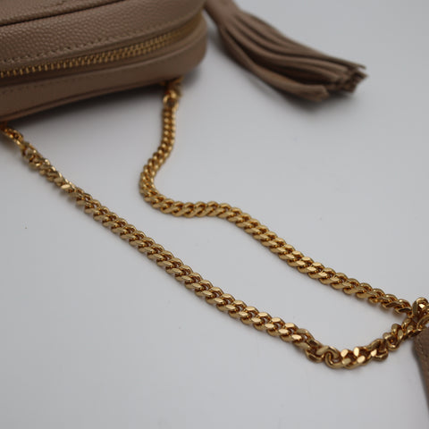 Pre-Owned #71125 Saint Laurent Cassandra Baby Mini Chain Leather Shoulder Bag Beige 635088