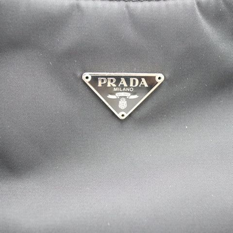 Pre-Owned #71160 Prada Triangle Plate Nylon Mini Handbag Black TESSUTO SPORT NERO MV515