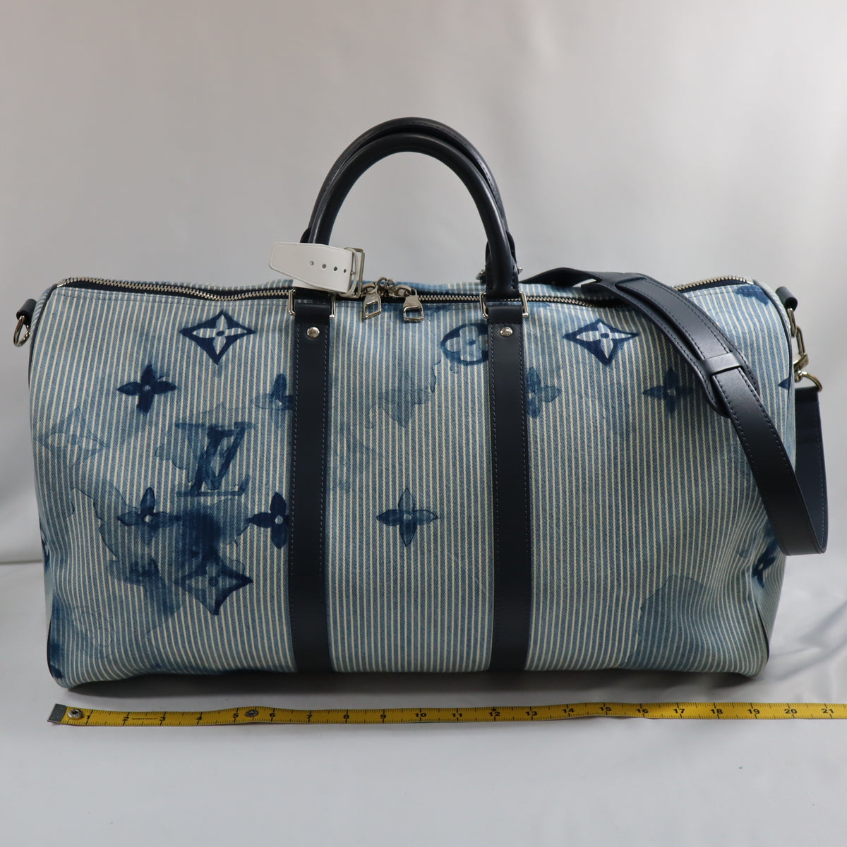 Pre-owned Louis Vuitton Leather travel bags #72786 Monogram Watercolor Keepall Bandouliere 50 Blue and White M57946