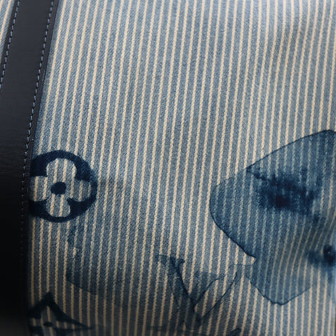 Pre-owned Louis Vuitton Leather travel bags #72786 Monogram Watercolor Keepall Bandouliere 50 Blue and White M57946