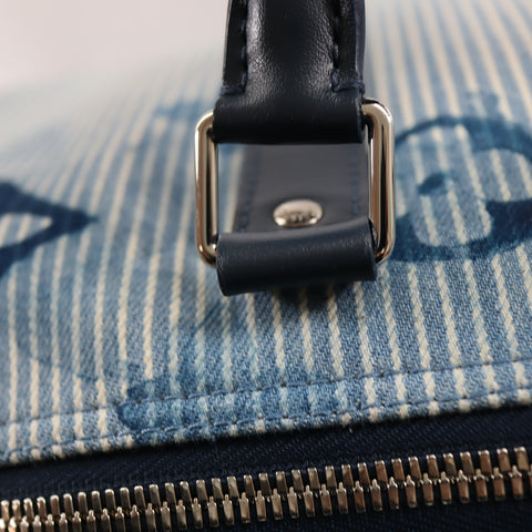 Pre-owned Louis Vuitton Leather travel bags #72786 Monogram Watercolor Keepall Bandouliere 50 Blue and White M57946