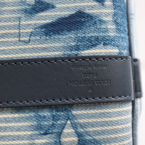 Pre-owned Louis Vuitton Leather travel bags #72786 Monogram Watercolor Keepall Bandouliere 50 Blue and White M57946