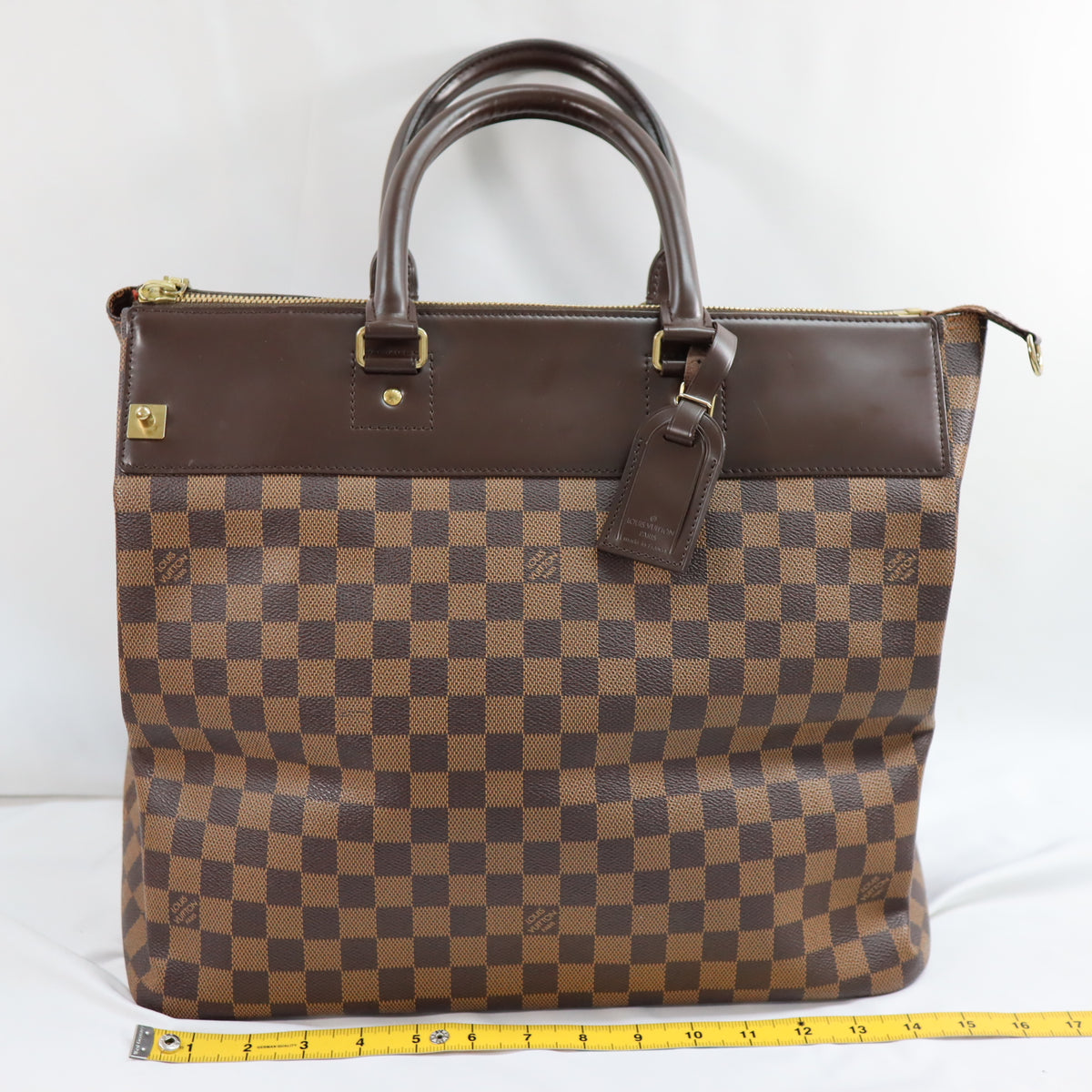 Pre-Owned #72788 Louis Vuitton Damier Greenwich PM Duffle Bag Tote Bag N41165