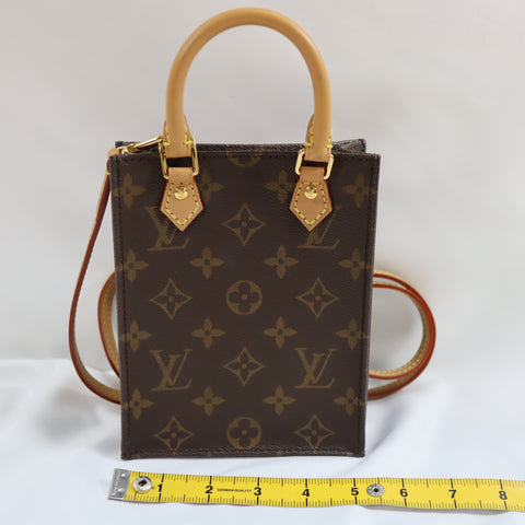 Pre-Owned #72802 Louis Vuitton Monogram Petit Sac Plat Hand shoulder crossbody bag M69442