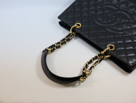 Pre-Owned #580501 CHANEL Matelasse GST Chain Tote Bag Caviar Skin Gold A50995