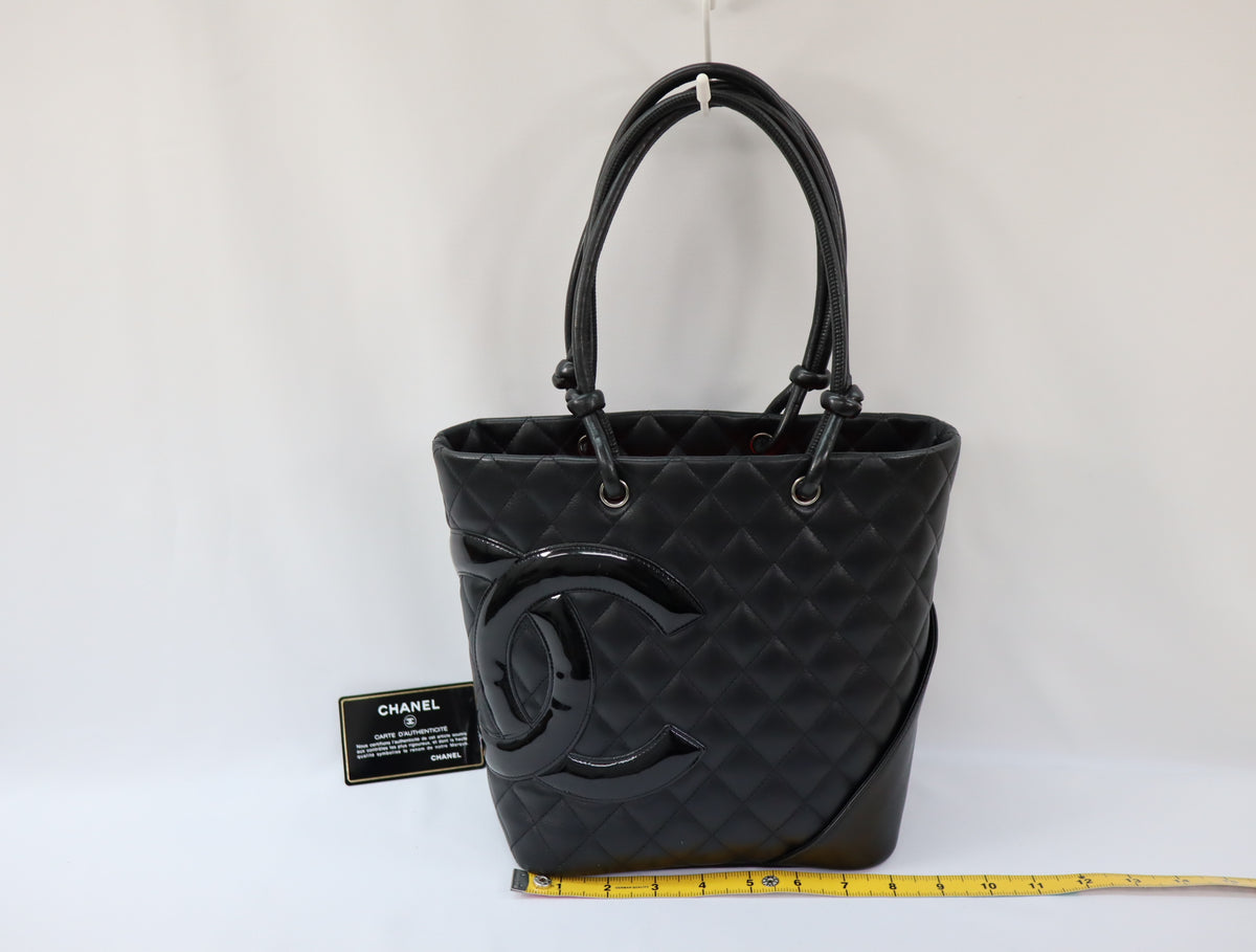 Pre-Owned #577989 CHANEL Cambon line Medium Tote Bag A25167 Lamb skin Black