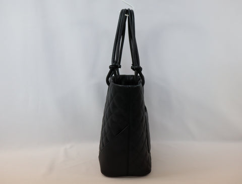 Pre-Owned #577989 CHANEL Cambon line Medium Tote Bag A25167 Lamb skin Black