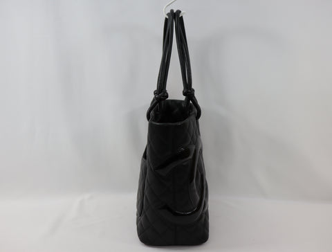 Pre-Owned #577989 CHANEL Cambon line Medium Tote Bag A25167 Lamb skin Black