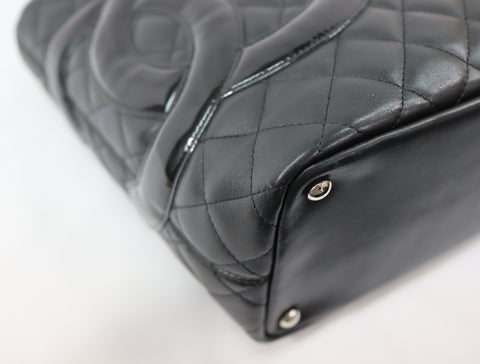 Pre-Owned #577989 CHANEL Cambon line Medium Tote Bag A25167 Lamb skin Black
