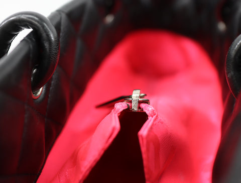 Pre-Owned #577989 CHANEL Cambon line Medium Tote Bag A25167 Lamb skin Black