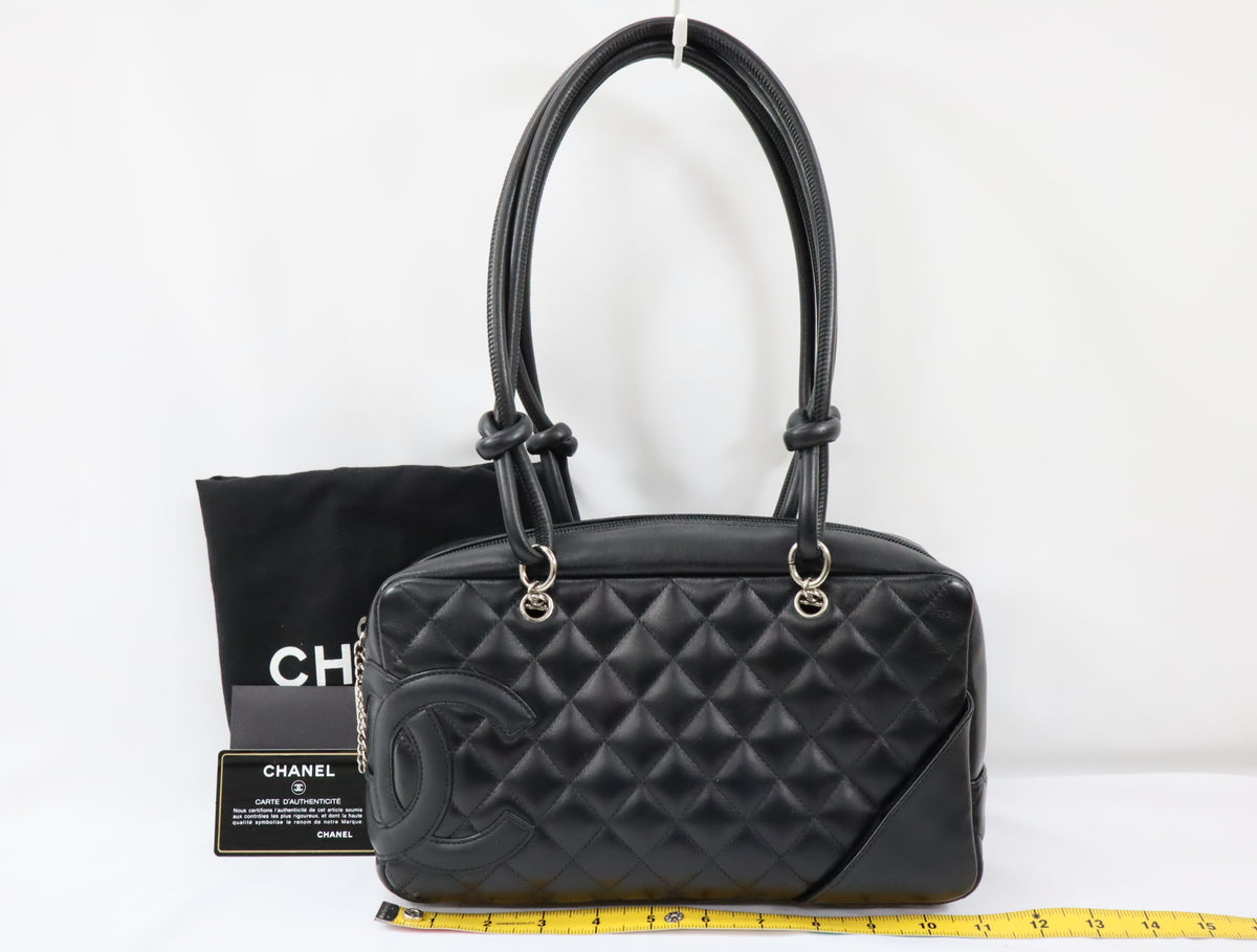 Pre-Owned #81351 CHANEL Cambon Line Bowling Shoulder Bag Lamb skin A25171