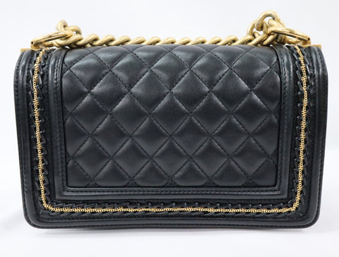 Pre-Owned #20086 CHANEL Boy Chanel Small chain Shoulder Bag Lamb skin A67086