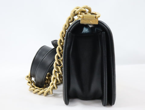 Pre-Owned #20086 CHANEL Boy Chanel Small chain Shoulder Bag Lamb skin A67086