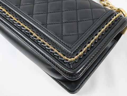 Pre-Owned #20086 CHANEL Boy Chanel Small chain Shoulder Bag Lamb skin A67086