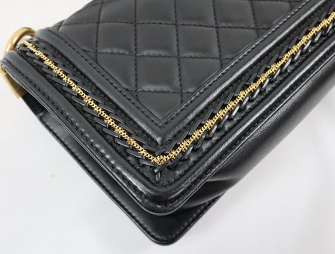 Pre-Owned #20086 CHANEL Boy Chanel Small chain Shoulder Bag Lamb skin A67086