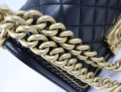 Pre-Owned #20086 CHANEL Boy Chanel Small chain Shoulder Bag Lamb skin A67086