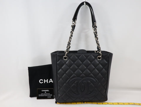 Pre-Owned #75432 CHANEL Matelasse GST Chain Tote Bag Caviar Skin Silver A50995