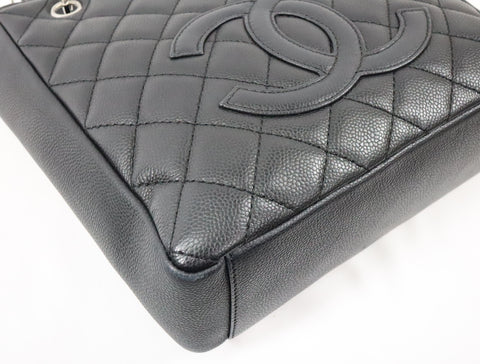 Pre-Owned #75432 CHANEL Matelasse GST Chain Tote Bag Caviar Skin Silver A50995