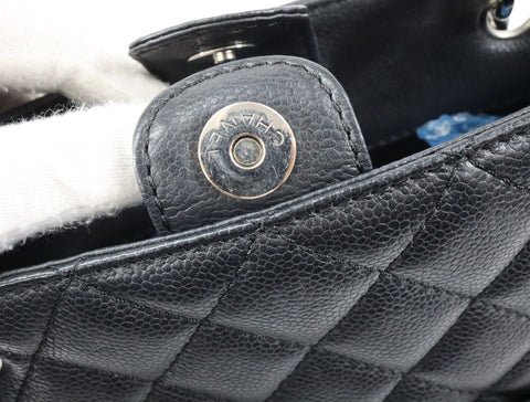 Pre-Owned #75432 CHANEL Matelasse GST Chain Tote Bag Caviar Skin Silver A50995