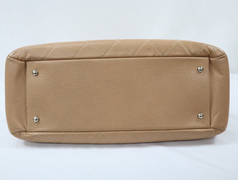 Pre-Owned #13074 CHANEL Matelasse Chain shoulder Tote Bag A67294 Beige Caviar Skin