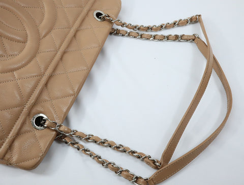 Pre-Owned #13074 CHANEL Matelasse Chain shoulder Tote Bag A67294 Beige Caviar Skin