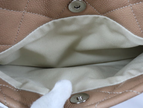 Pre-Owned #13074 CHANEL Matelasse Chain shoulder Tote Bag A67294 Beige Caviar Skin