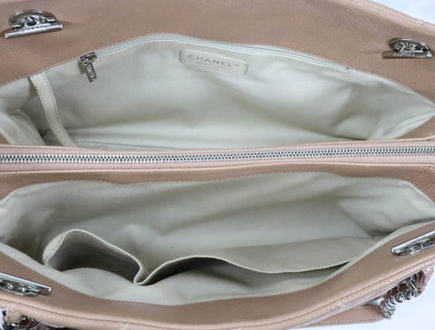Pre-Owned #13074 CHANEL Matelasse Chain shoulder Tote Bag A67294 Beige Caviar Skin