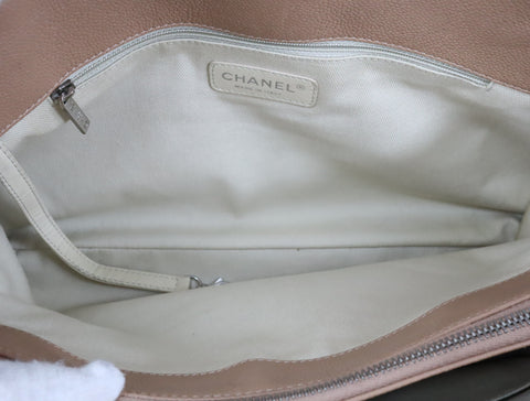 Pre-Owned #13074 CHANEL Matelasse Chain shoulder Tote Bag A67294 Beige Caviar Skin