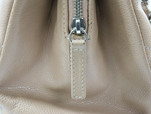 Pre-Owned #13074 CHANEL Matelasse Chain shoulder Tote Bag A67294 Beige Caviar Skin