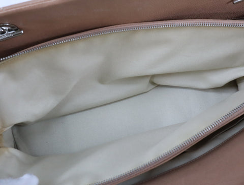 Pre-Owned #13074 CHANEL Matelasse Chain shoulder Tote Bag A67294 Beige Caviar Skin