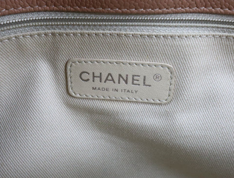 Pre-Owned #13074 CHANEL Matelasse Chain shoulder Tote Bag A67294 Beige Caviar Skin