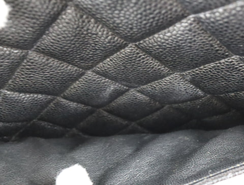 Pre-Owned #33665 CHANEL Matelasse Reprint Tote Bag Caviar Skin Black Gold