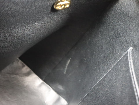 Pre-Owned #33665 CHANEL Matelasse Reprint Tote Bag Caviar Skin Black Gold