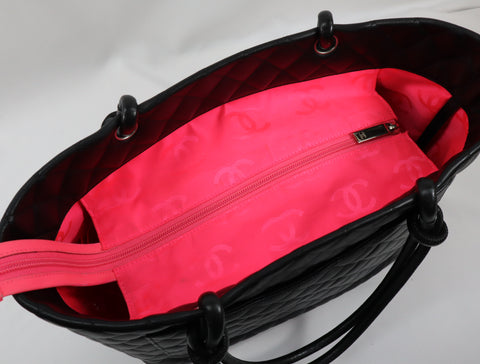 Pre-Owned #21900 CHANEL Cambon Line GM Tote Bag A25169 lambskin 